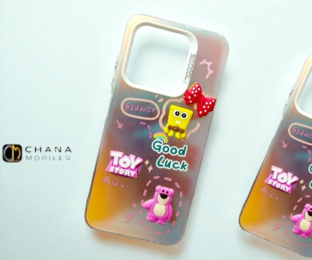 Infinix Hot 50i / Infinix Smart 9 Cute 3D Cartoon Case – Gradient Yellow-Orange Soft Cover with Lotso Bear & Fun Appliqués