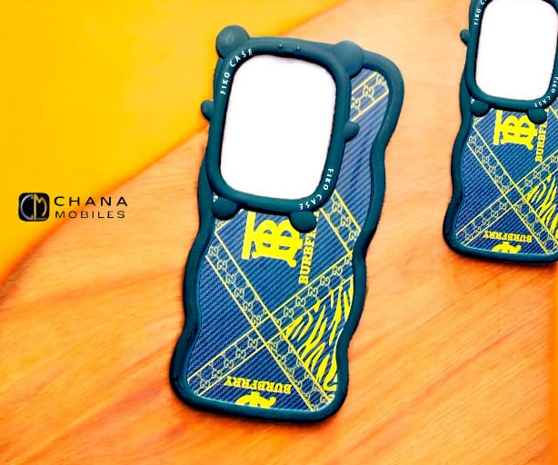 Infinix Zero 30 Fiko Case – Burberry Check with Bold Yellow Animal Print & BURBERRY Text